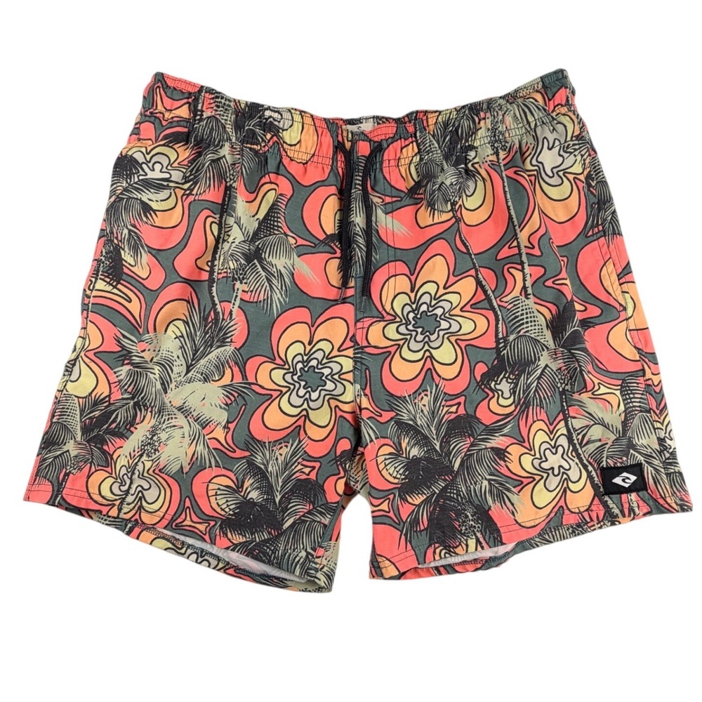 Rip Curl Laydays‎ Mens Large Boardshorts Tropical Floral Palm Tree Swim Trunks L